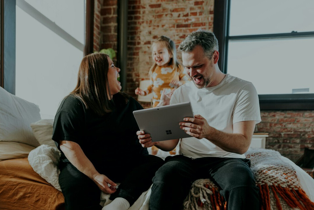 family with tablets